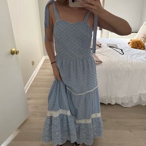 Revolve x Shabby Chic Blue Tiered Boho Maxi Dress